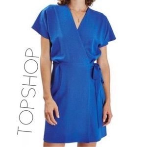 NEW Topshop Batwing Wrap Dress Royal Blue 4
